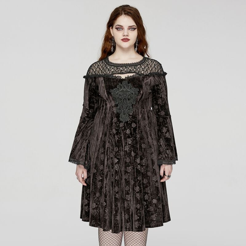 Goth Dark Night Rose Velvet Dress | Punk Rave Kurzes Kleid | EMP