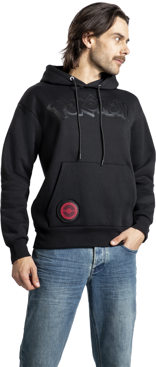 Thumbnail - Pokémon Heat Logo - Black On Black Kapuzenpullover schwarz in M