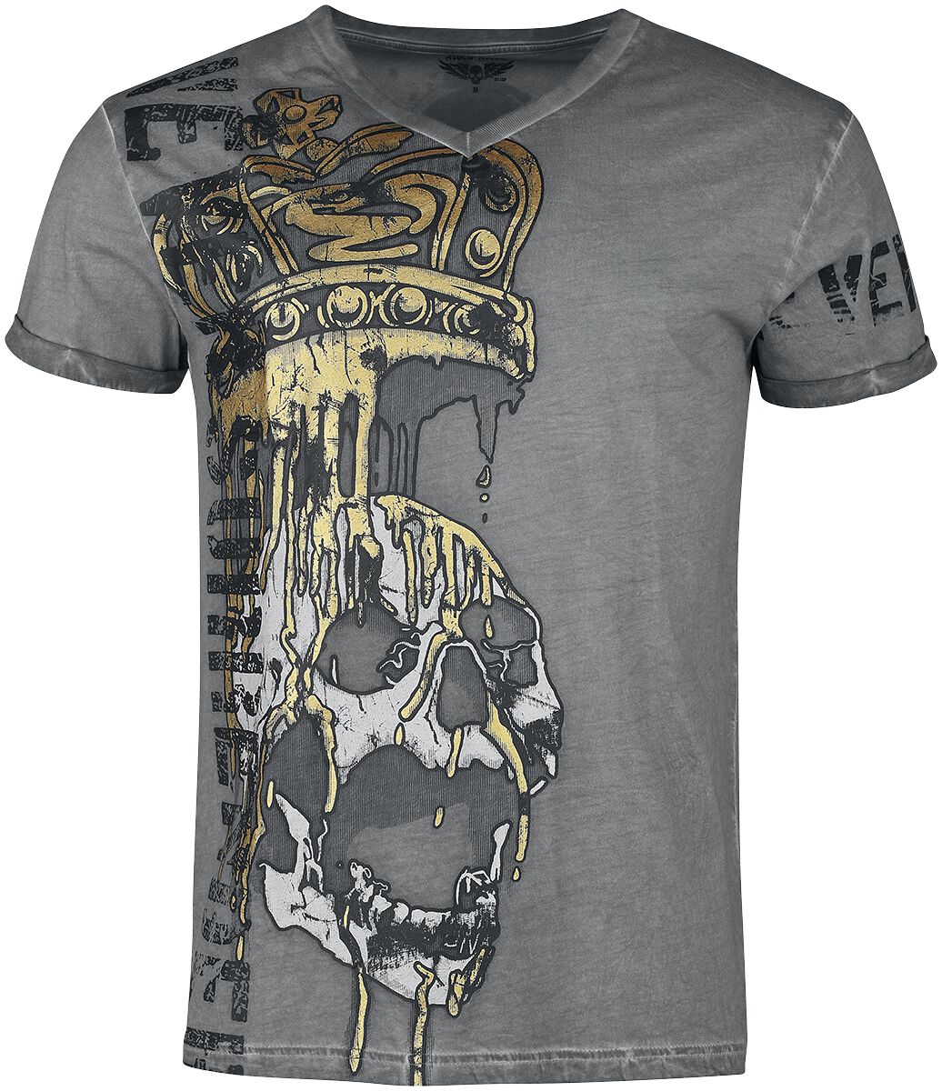 Image of T-Shirt di Rock Rebel by EMP - T-shirt with skull and crown print - M a XL - Uomo - grigio
