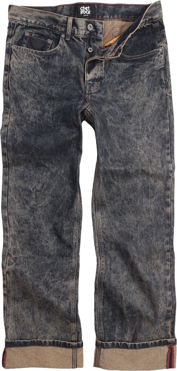 Chet Rock - Rockabilly Jeans - Eastwood Jeans Marble - W30L32 tot W38L34 - voor Mannen - blauw