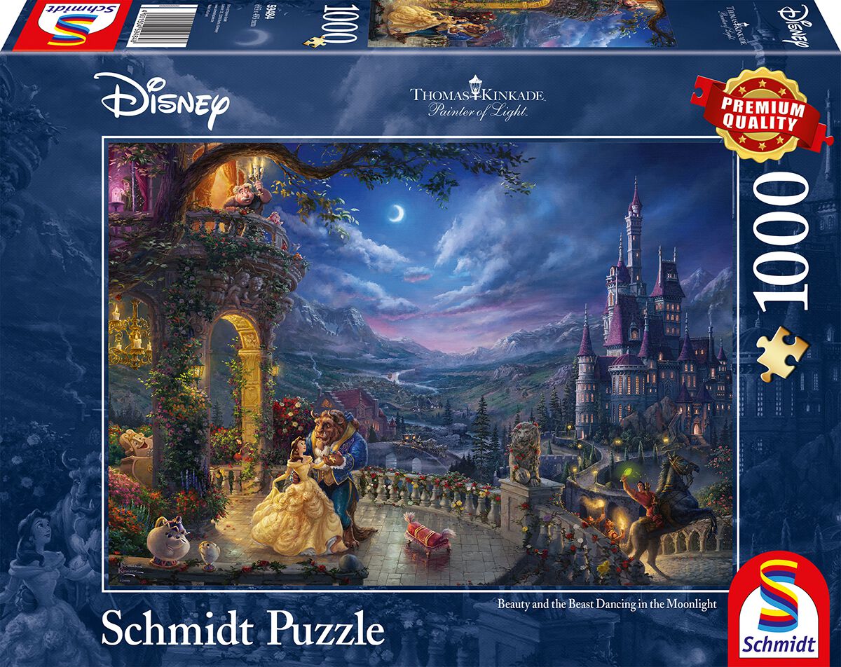 Die Schöne und das Biest - Beauty and the Beast - Disney Puzzle - Thomas Kinkade Studios - Tanz im Mondlicht - multicolor  - Lizenzierter Fanartikel