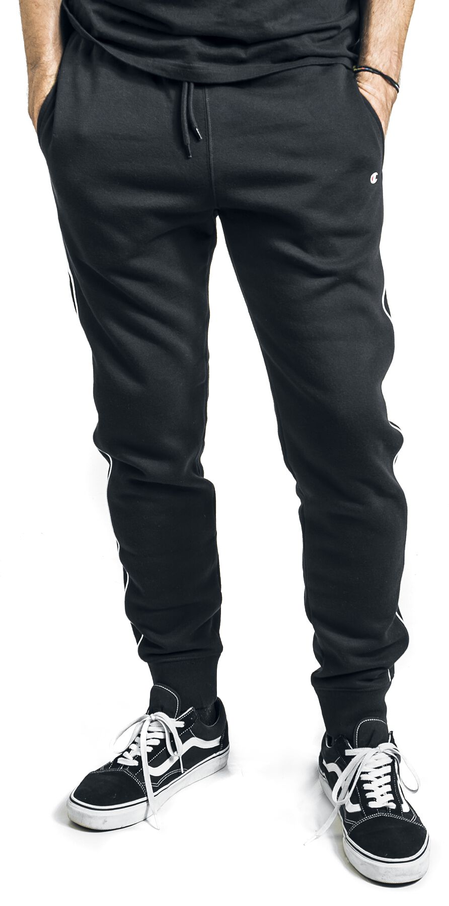 Pantalon en toile de Champion - Piping Block - S à XL - pour Homme - noir/blanc