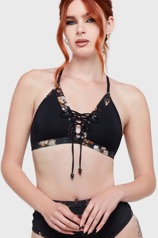 🏷️ Haut de bikini Gothic de Killstar - Twilight Boho Summer - Cinder Root - Haut de Bikini - pour Femme