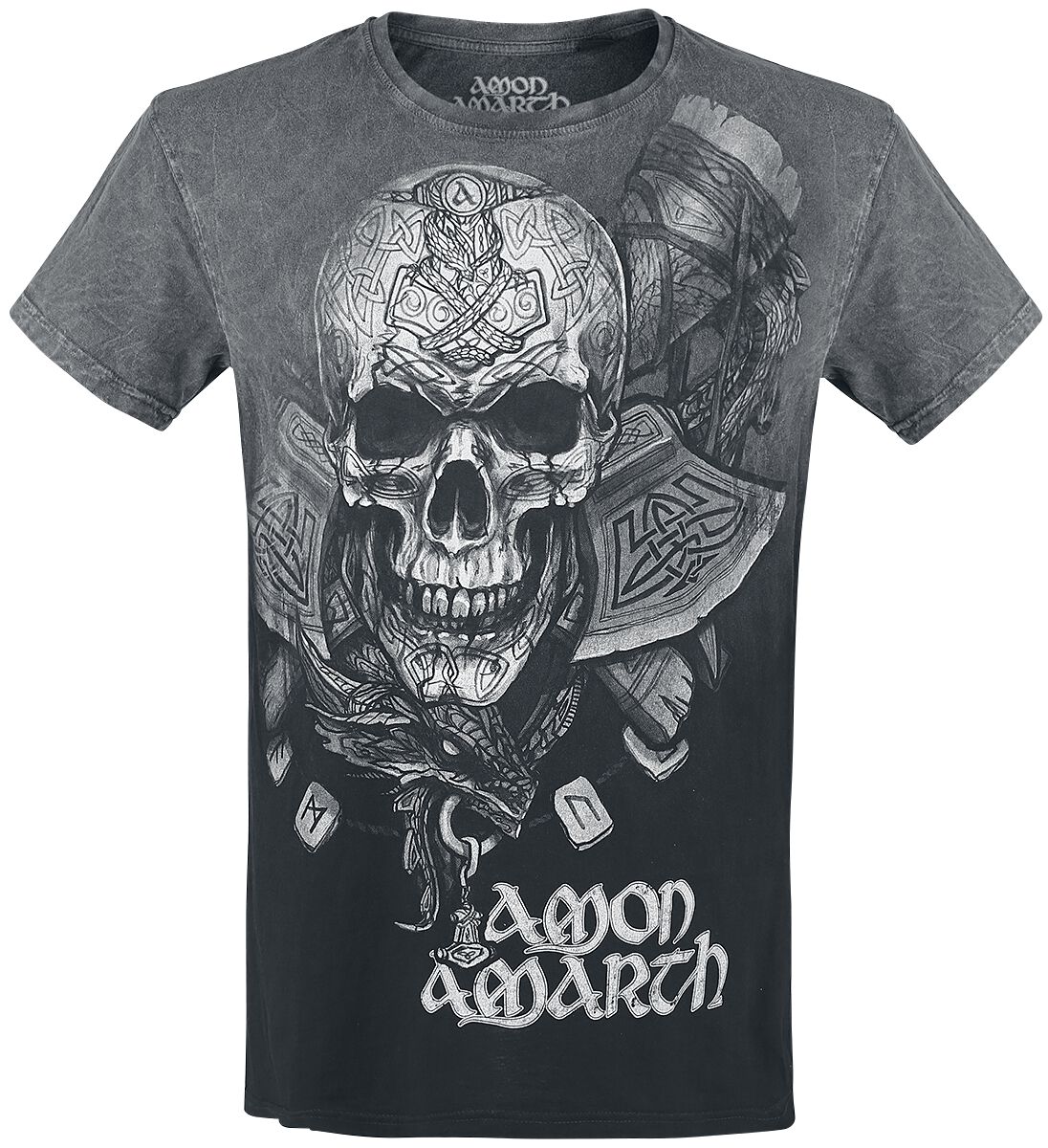 Amon Amarth Carved Skull T-Shirt grey