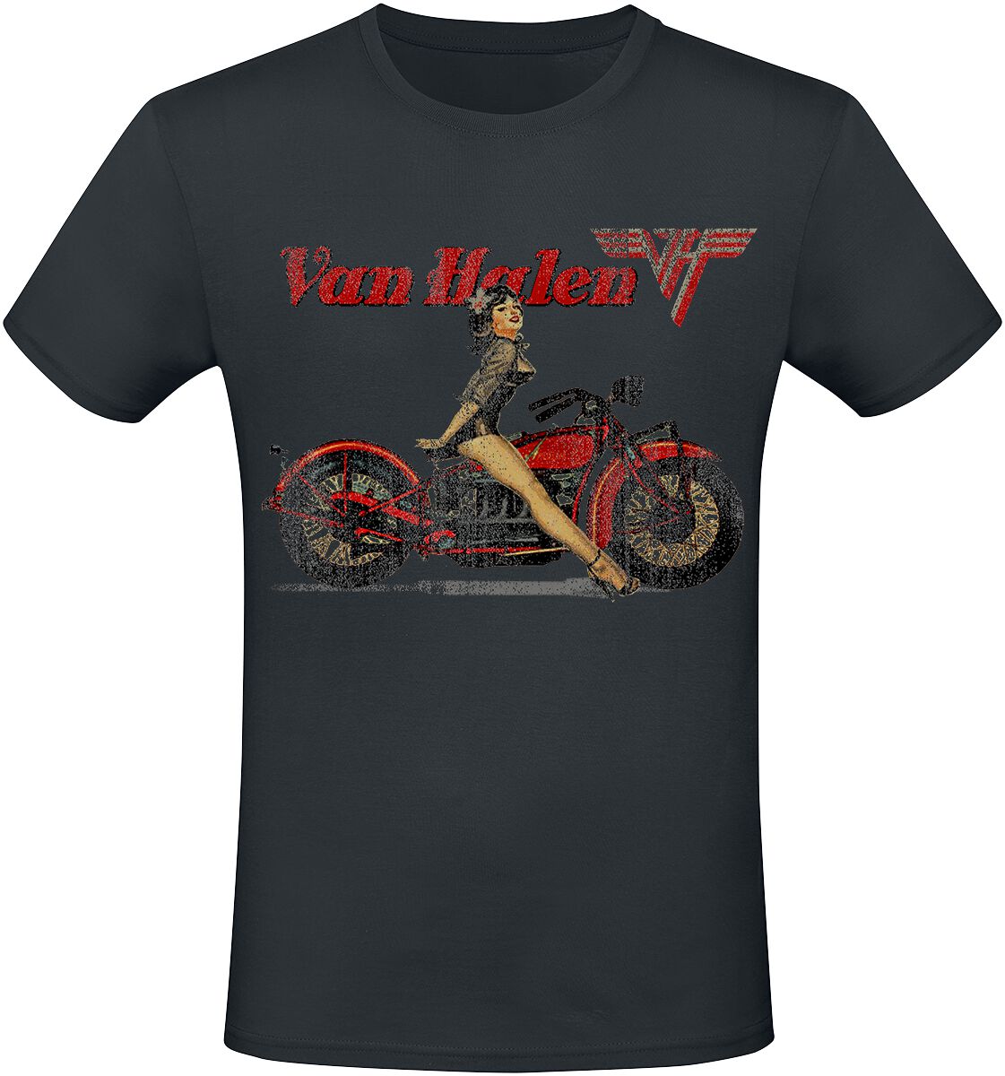 Image of T-Shirt di Van Halen - Pinup Motorcycle - S a 3XL - Uomo - nero
