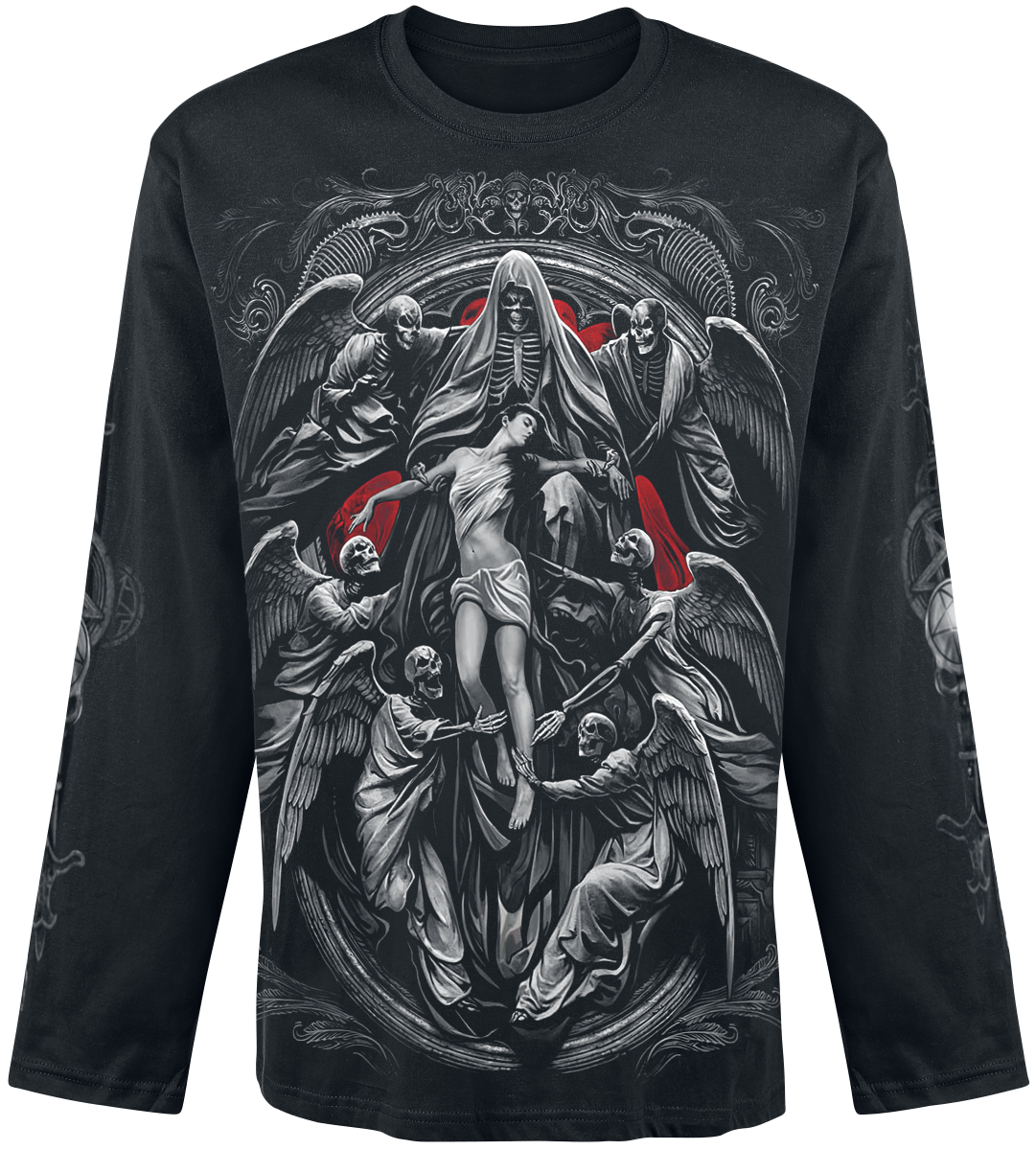 Spiral Gothic Long-sleeve Shirt - Reaper's Door - for Men - black