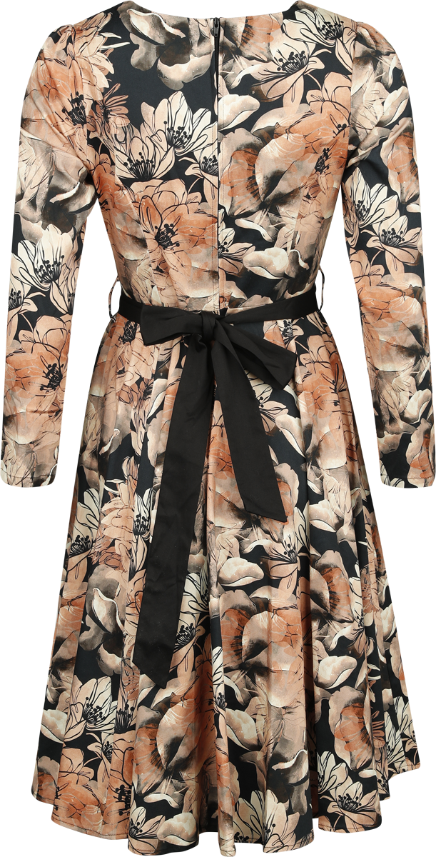 H&R London - Rockabilly Kleid knielang - XS bis XL - für Damen - Größe L - multicolor