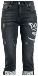 3/4 Jeans mit Graffiti Details, RED by EMP, Short