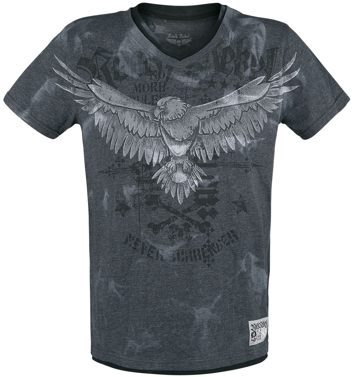Image of T-Shirt di Rock Rebel by EMP - T-shirt with print and V-neck - S a XXL - Uomo - grigio