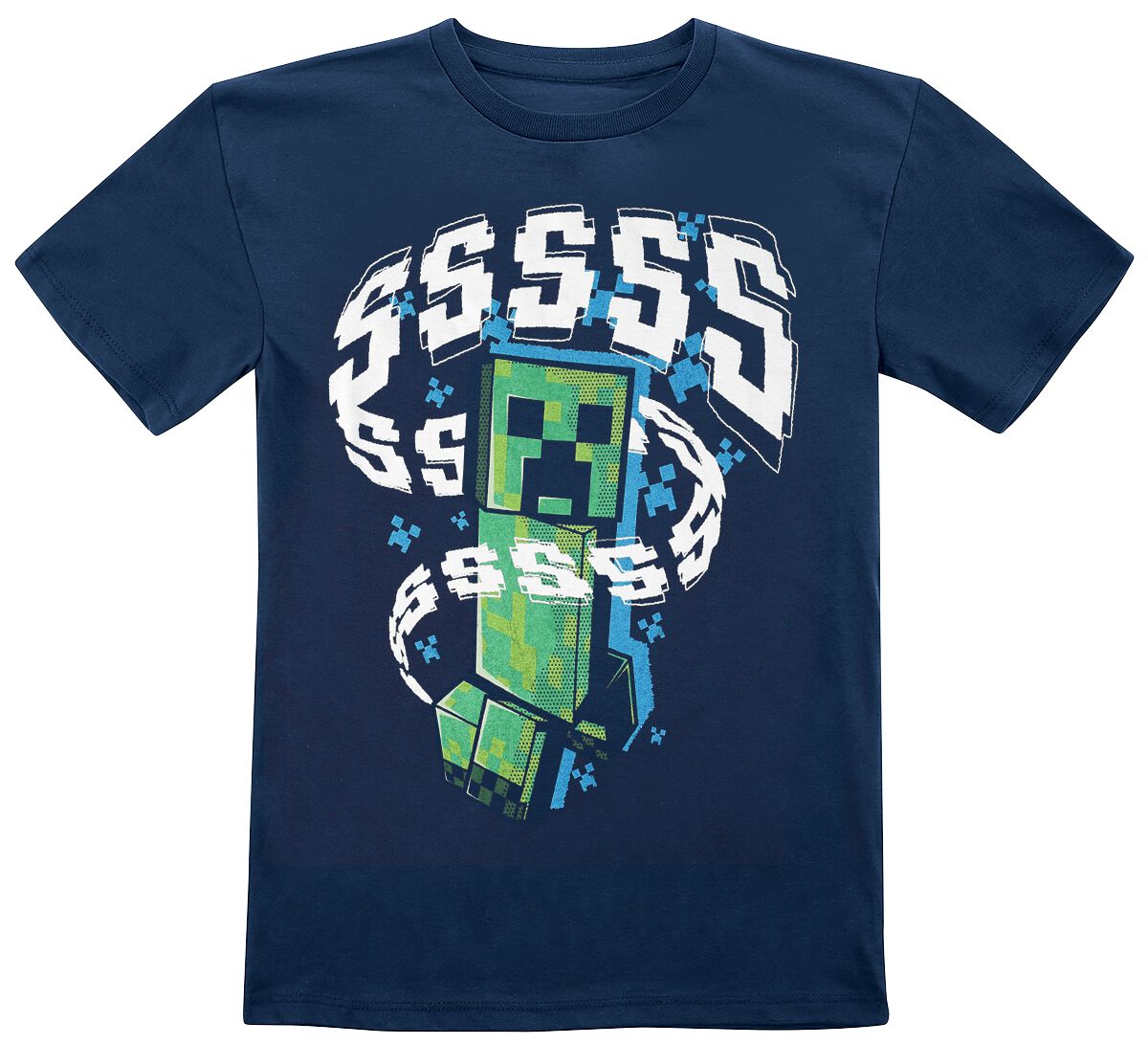 Minecraft Kids - Creeper T-Shirt dunkelblau in 128