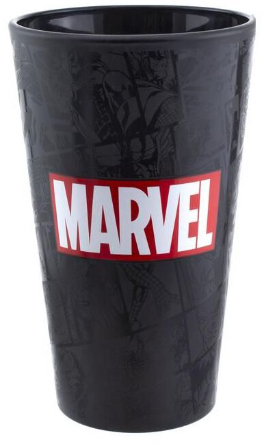 Image of Marvel Marvel Logo Trink-Glas schwarz/rot/weiß