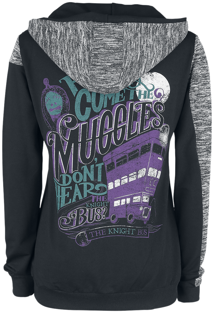Harry Potter Nightbus Kapuzenpullover schwarz grau
