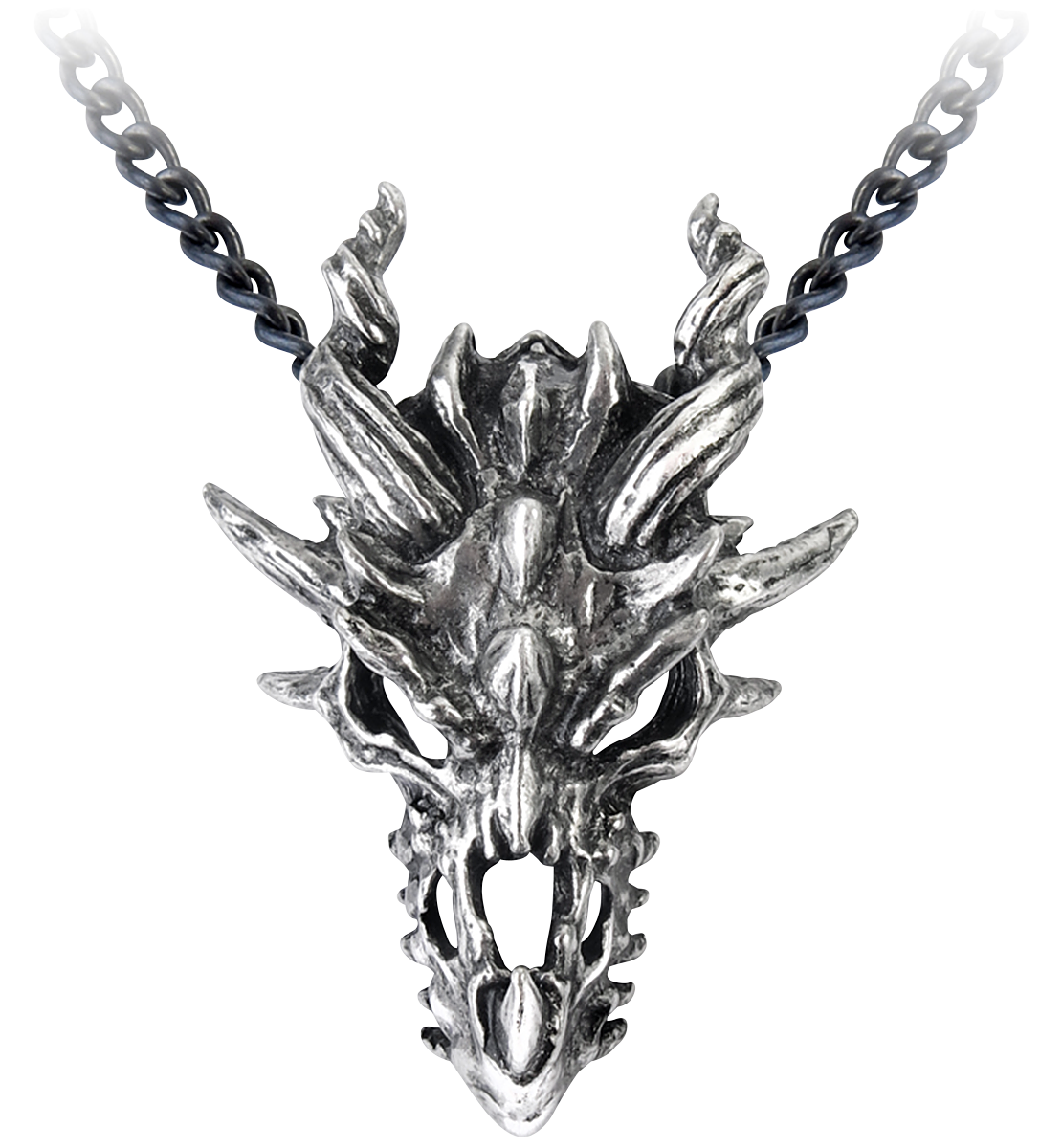 Alchemy Gothic - Dragon Skull - Halskette - silberfarben
