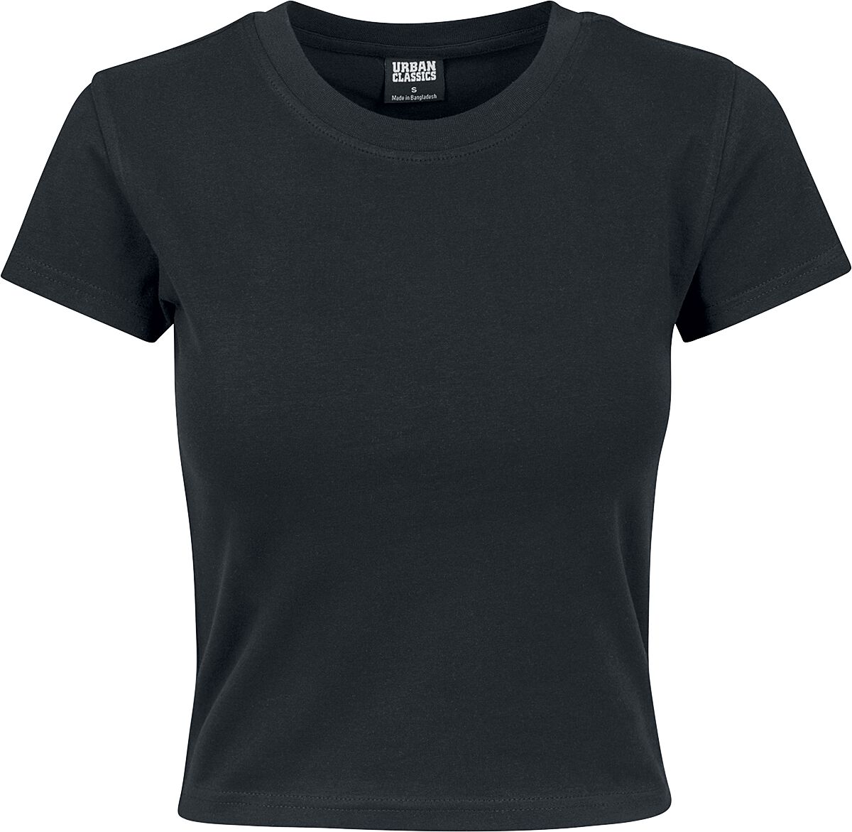 Image of T-Shirt di Urban Classics - Ladies Stretch Jersey Cropped Tee - XS a L - Donna - nero