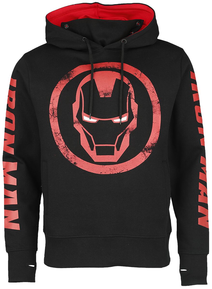 Iron Man - Marvel Kapuzenpullover - Logo - S bis M - für Männer - Größe M - schwarz/rot  - EMP exklusives Merchandise!