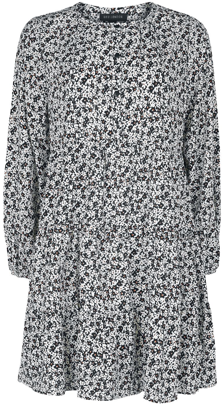 Image of QED London Ditsy Print Button Up Skater Dress Kleid schwarz/weiß