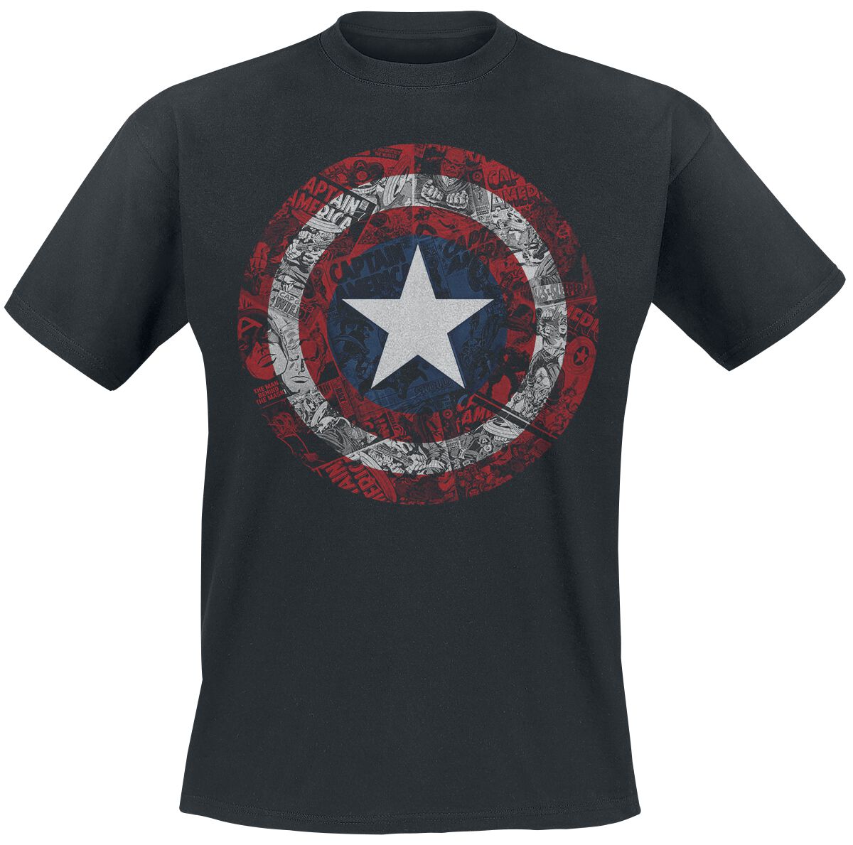 Image of T-Shirt di Captain America - Comic Shield - S a XXL - Uomo - nero