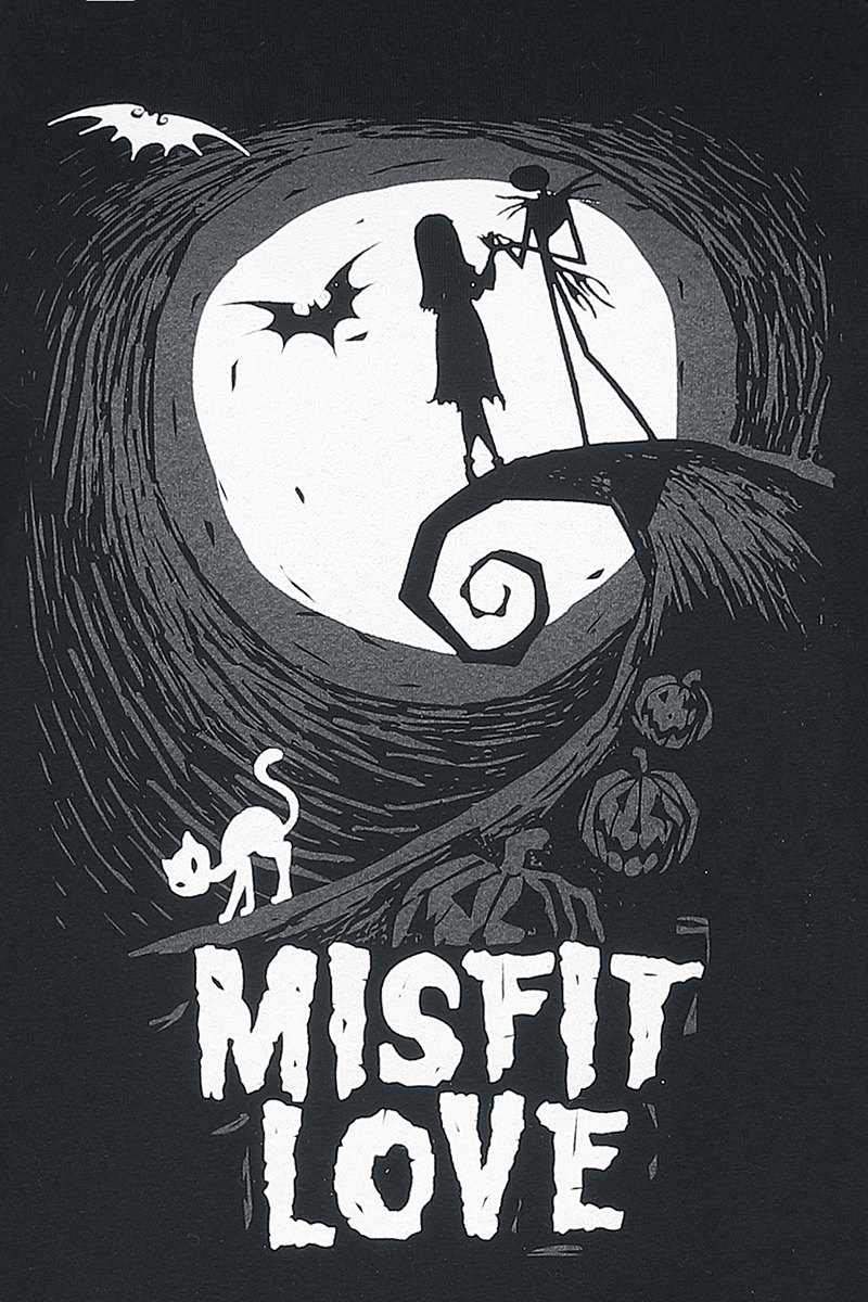 The Nightmare Before Christmas - Disney T-Shirt - Misfit Love - S bis L - für Damen - Größe M - schwarz  - Lizenzierter Fanartikel