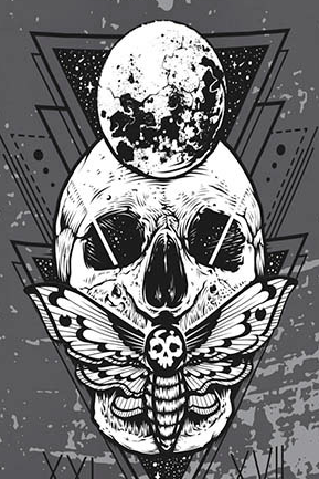 Totenkopf Skull Mystic Tasse schwarz weiß