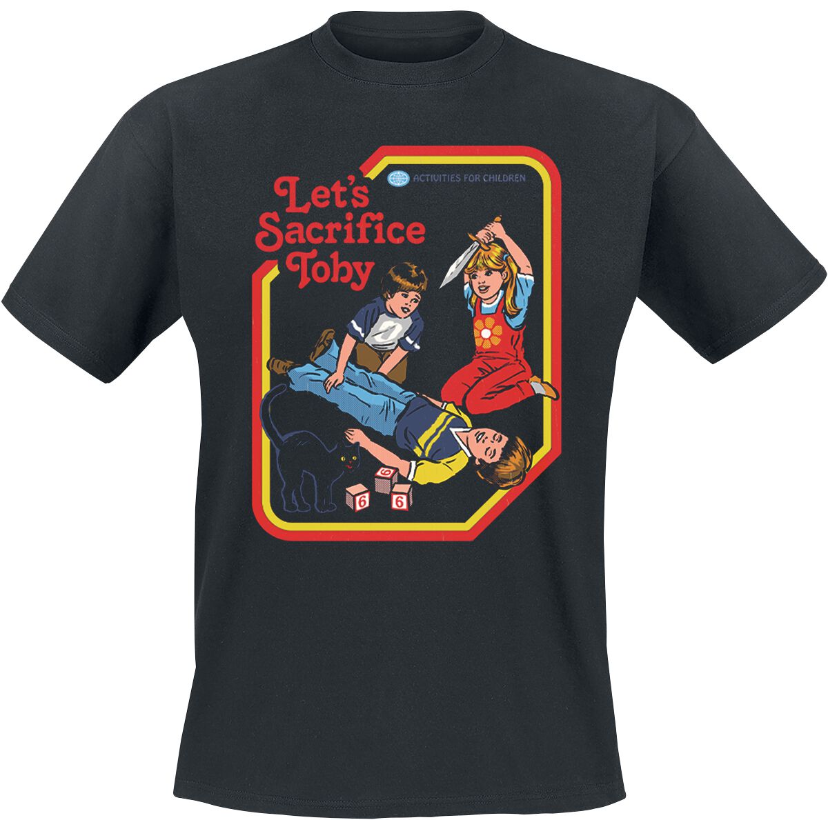 Image of T-Shirt Magliette Divertenti di Steven Rhodes - Let's Sacrifice Toby - M a 4XL - Uomo - nero
