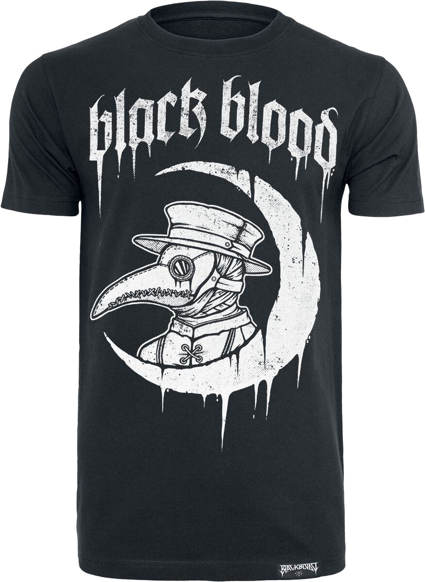 Image of T-Shirt Gothic di Black Blood by Gothicana - T-shirt with crescent moon and plague doctor - S a 5XL - Uomo - nero