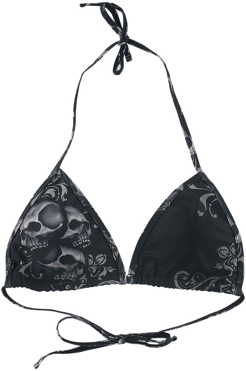 Black Premium by EMP Bikini-Oberteil - Schwarzes Triangel-Bikinioberteil mit Skull-Print - S bis XXL - für Damen - Größe XL - schwarz