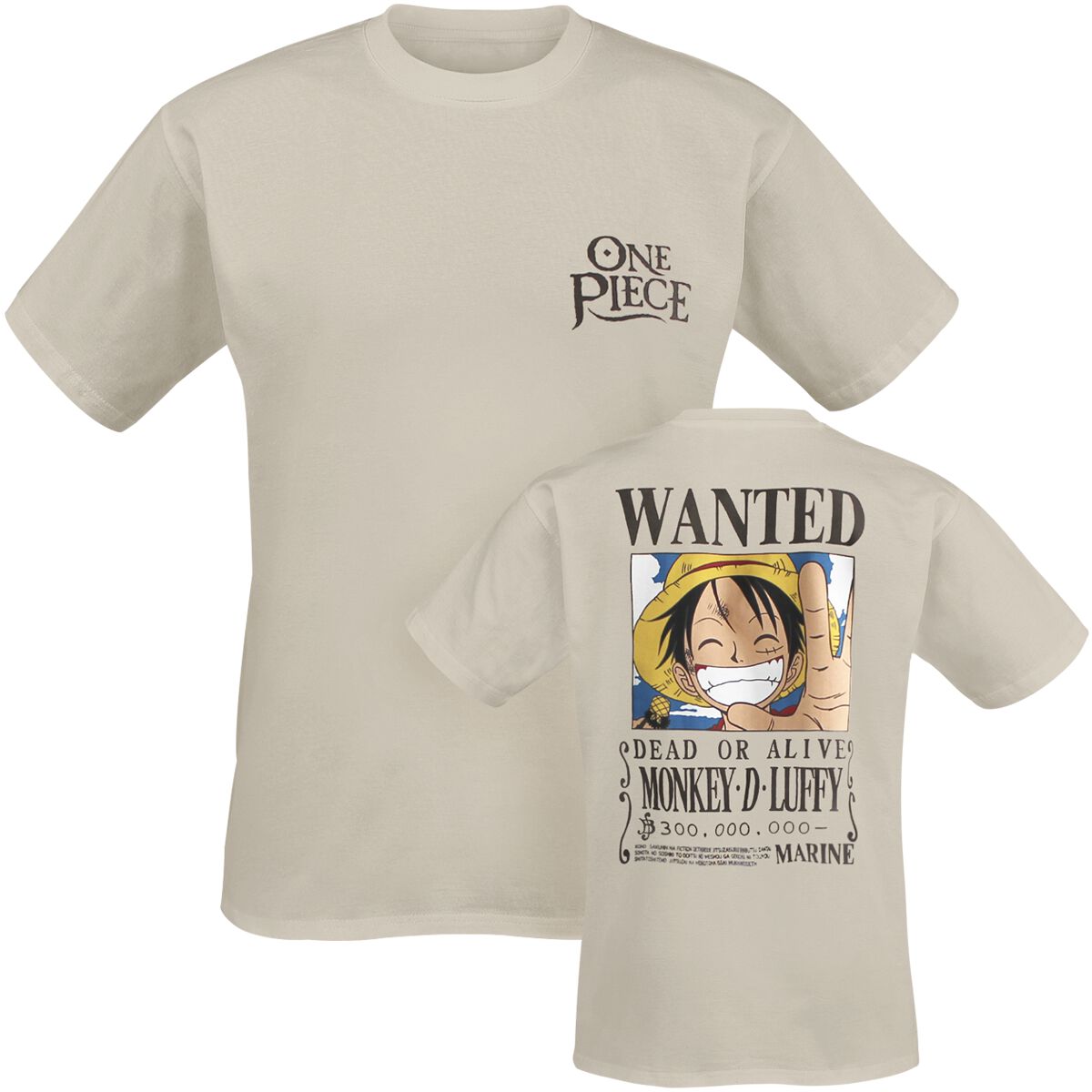 One Piece Wanted T-Shirt sand in M