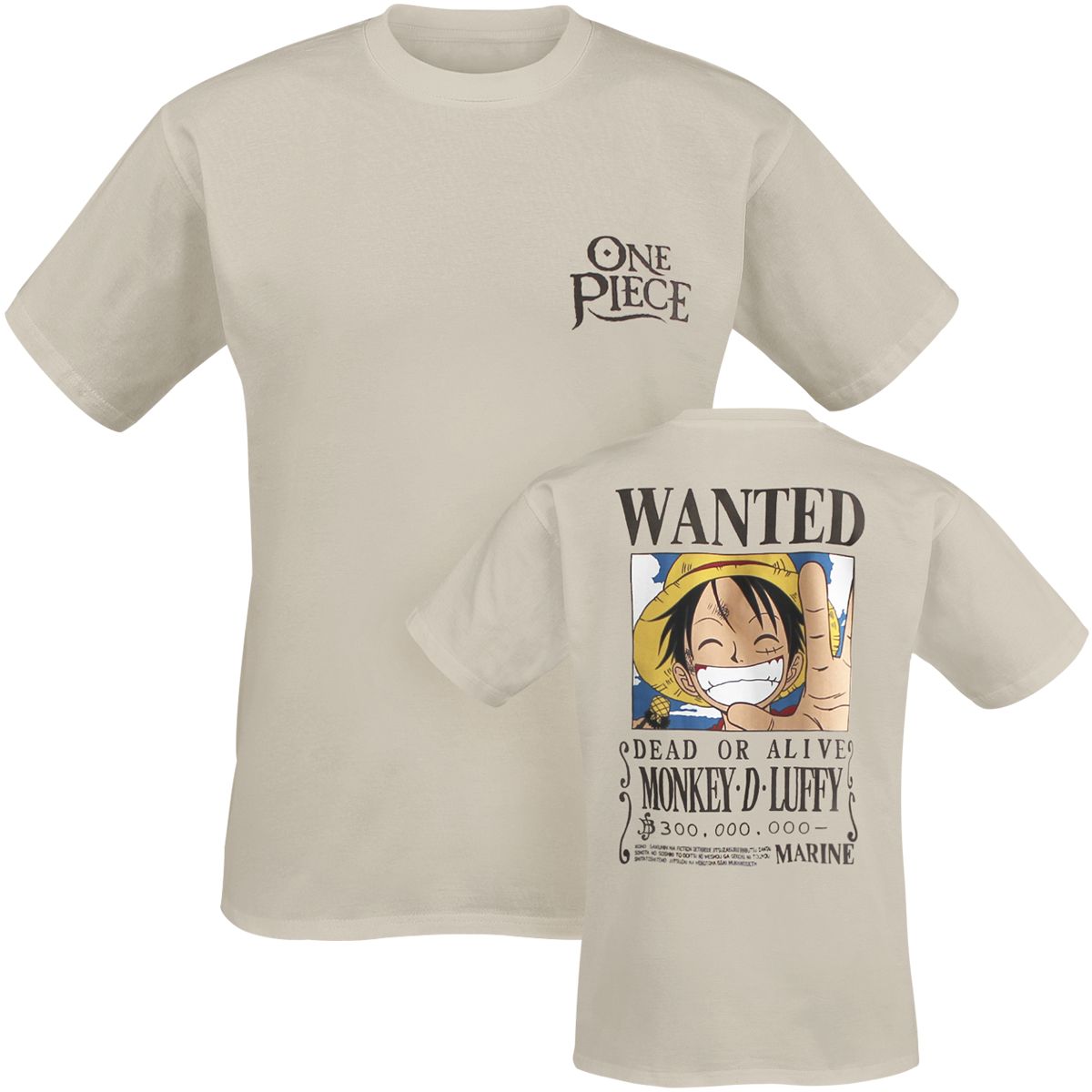 One Piece - Wanted - T-Shirt - sand