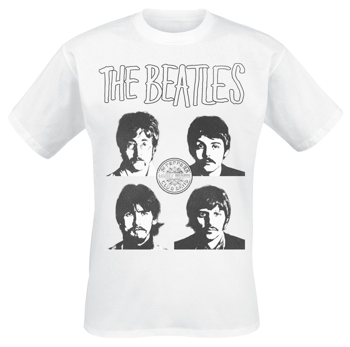 Levně The Beatles Sgt. Peppers Portrais Tričko bílá