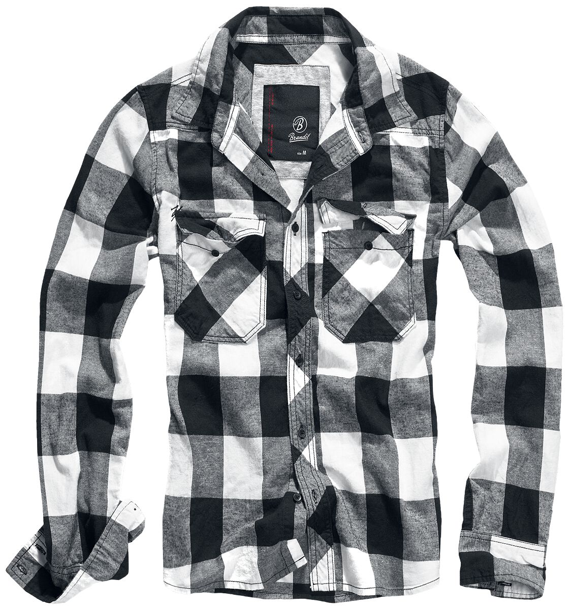 Brandit Flanellhemd - Checkshirt - S bis 7XL - für Männer - Größe 6XL - schwarz/weiß