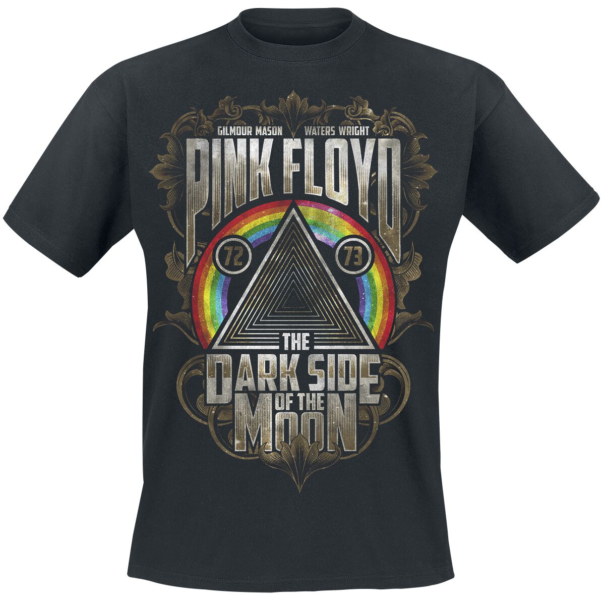 Pink Floyd T-Shirt - Dark Side - Gold Leaves - S bis XXL - für Männer - Größe M - schwarz  - Lizenziertes Merchandise!