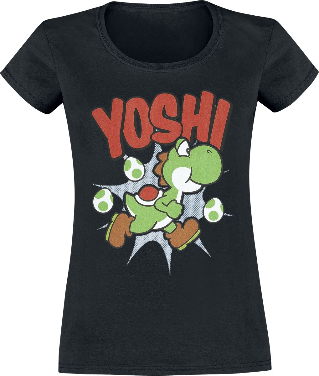 T-Shirt Manches courtes Gaming de Super Mario - Yoshi - S à XXL - pour Femme - noir