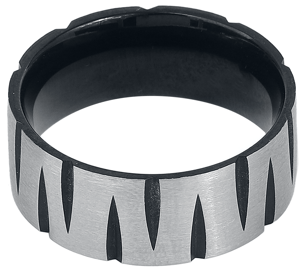 etNox Kerben Ring schwarz silberfarben