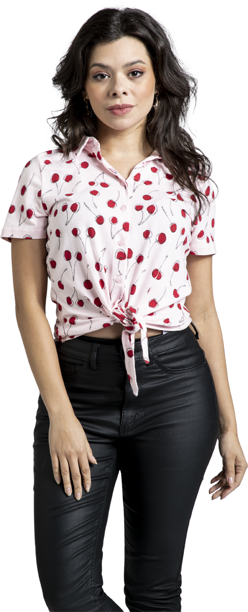 Thumbnail - Pussy Deluxe Cherry Binding Blouse Bluse rosa in S