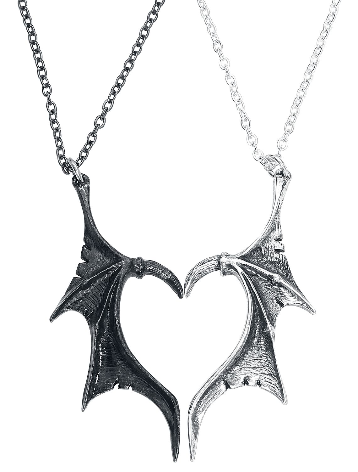 Levně Alchemy Gothic Demon Wings Sweetheart Náhrdelník - řetízek cerná/stríbrná