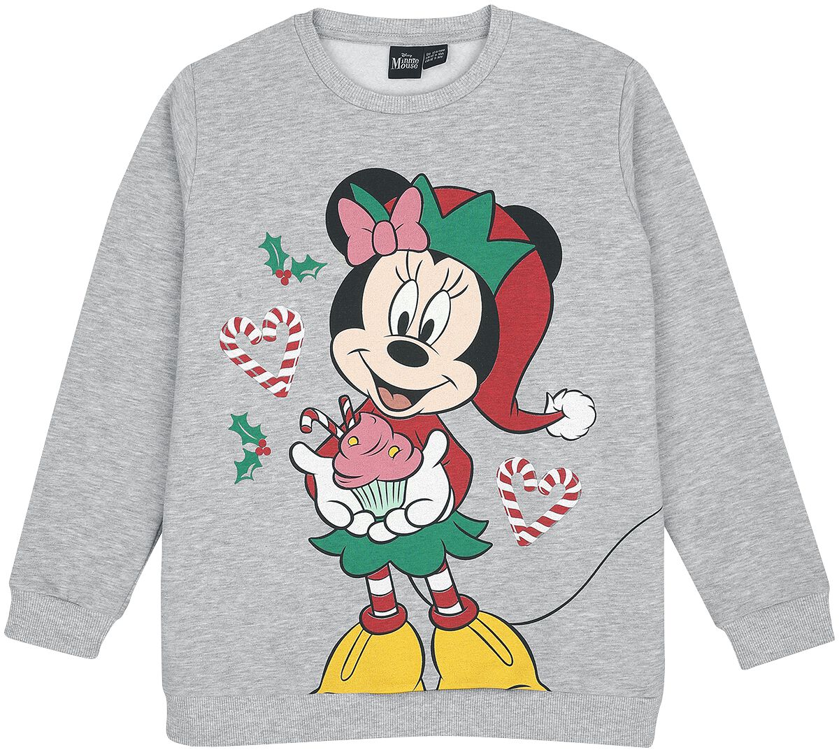 Levně Mickey & Minnie Mouse Kids - X-Mas -Minnie detská mikina šedá