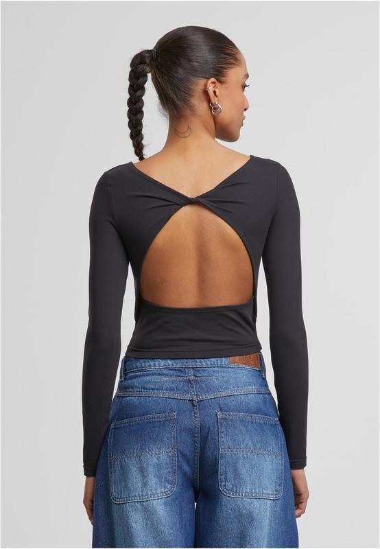 Thumbnail - Urban Classics Ladies Slim Fit Longsleeve Langarmshirt schwarz in XS