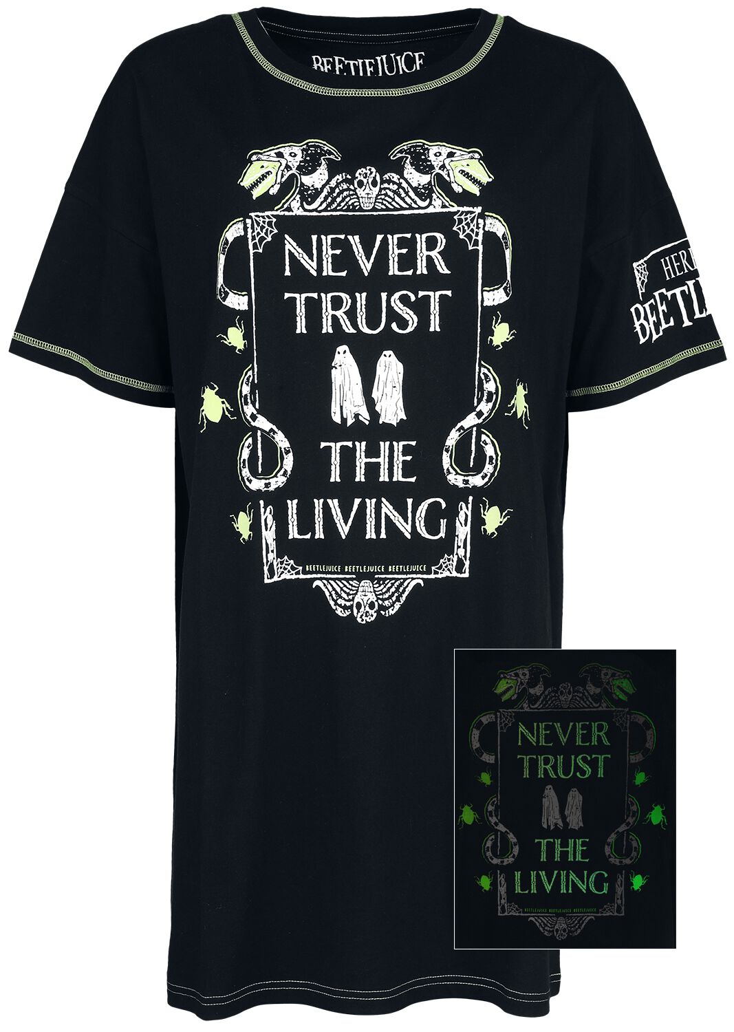 Beetlejuice Nachthemd – S bis L – für Damen – Größe L – schwarz  – EMP exklusives Merchandise!