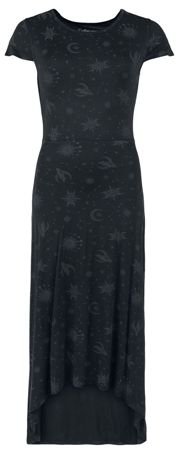 Levně Gothicana by EMP Šaty s celoplošným potiskem s měsícem a hvězdami Maxi šaty černá