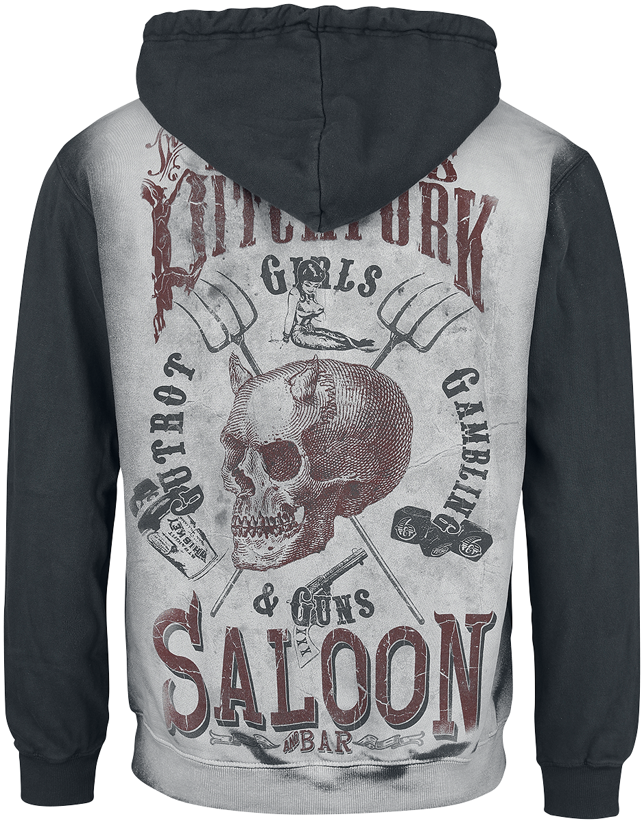Alchemy England Kapuzenpullover - Persil Skull - M bis XXL - für Männer - Größe L - dunkelgrau/hellgrau
