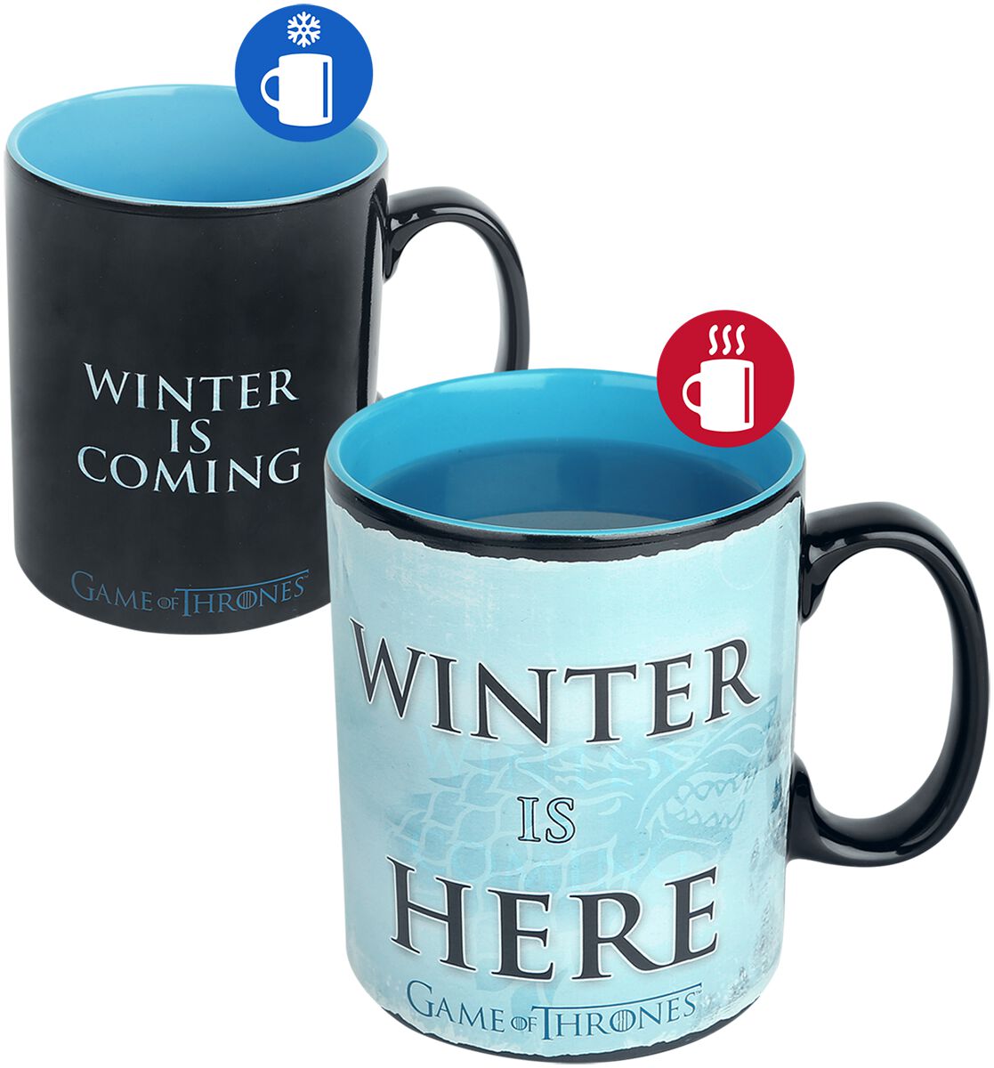 Image of Game Of Thrones Winter is here - Tasse mit Thermoeffekt Tasse blau/schwarz