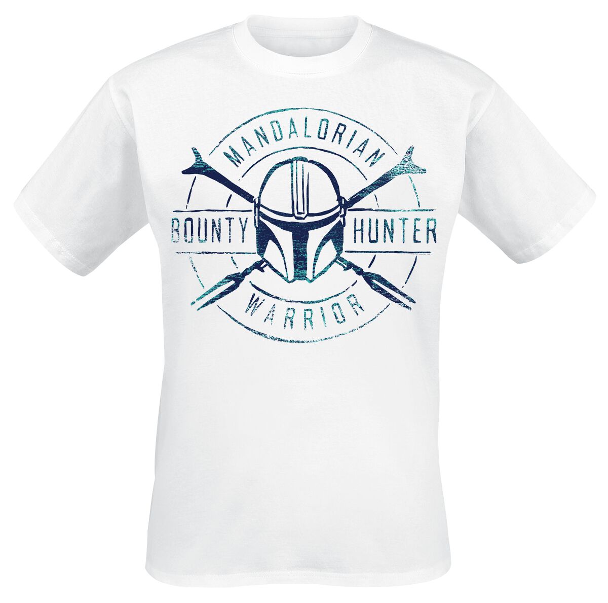 Star Wars T-Shirt - The Mandalorian - Bounty Hunter Warrior - S bis 5XL - für Männer - Größe S - weiß  - Lizenzierter Fanartikel