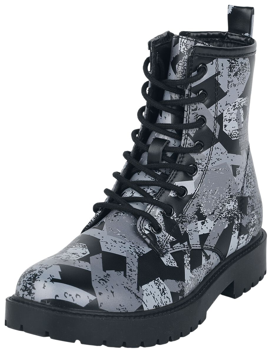 Image of Stivali Rockabilly di EMP Stage Collection - Lace-up boots with all-over rock hand print - EU37 a EU41 - Donna - nero