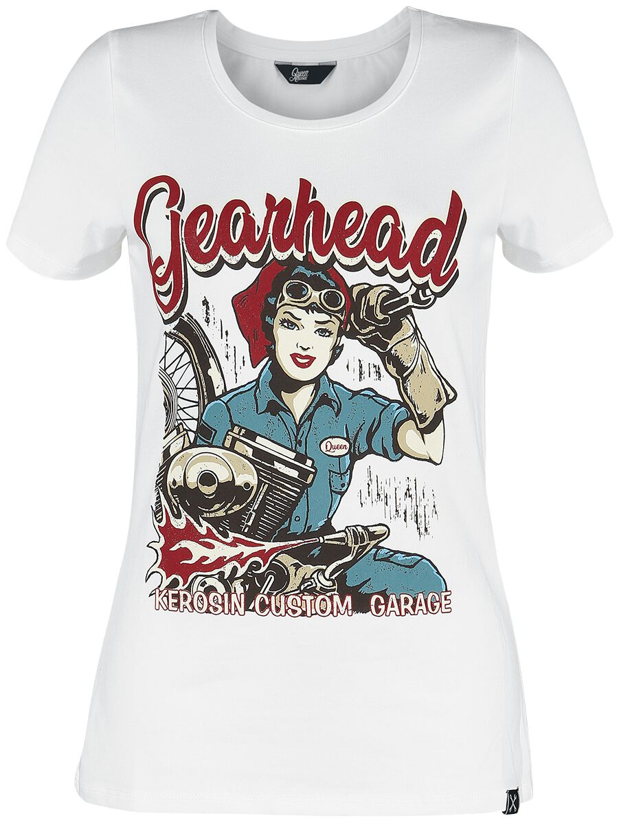 Gearhead T-Shirt weiß von Queen Kerosin
