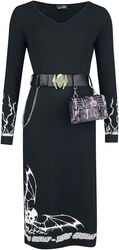 Gothicana X Elvira Dress with Belt and Bag, Gothicana by EMP, Mittellanges Kleid