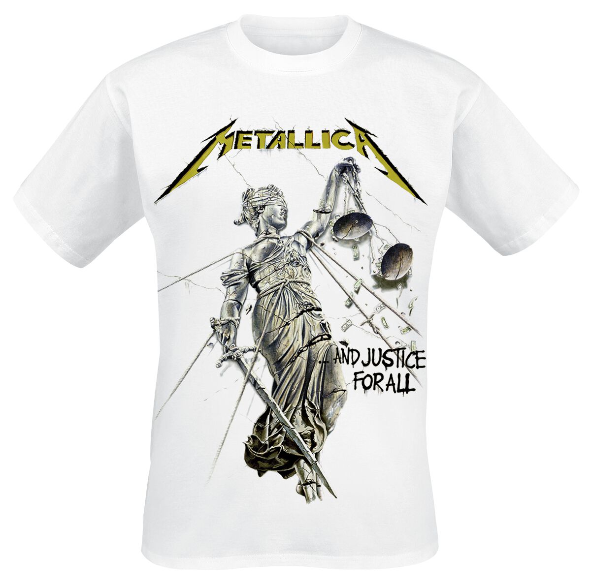 T-Shirt Manches courtes de Metallica - Justice - S à XXL - pour Homme - blanc