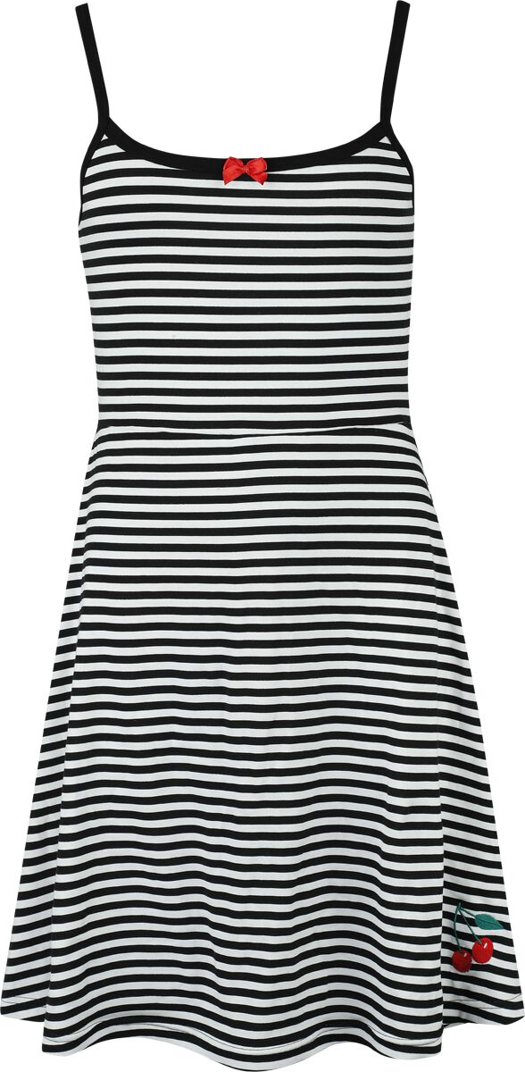 Pussy Deluxe - Rockabilly Kurzes Kleid - Stripey Classic Dress - XS bis XXL - für Damen - Größe XS - schwarz/weiß