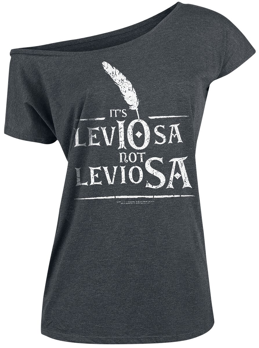 Harry Potter T-Shirt - Leviosa - S bis 4XL - für Damen - Größe XXL - dunkelgrau meliert  - Lizenzierter Fanartikel