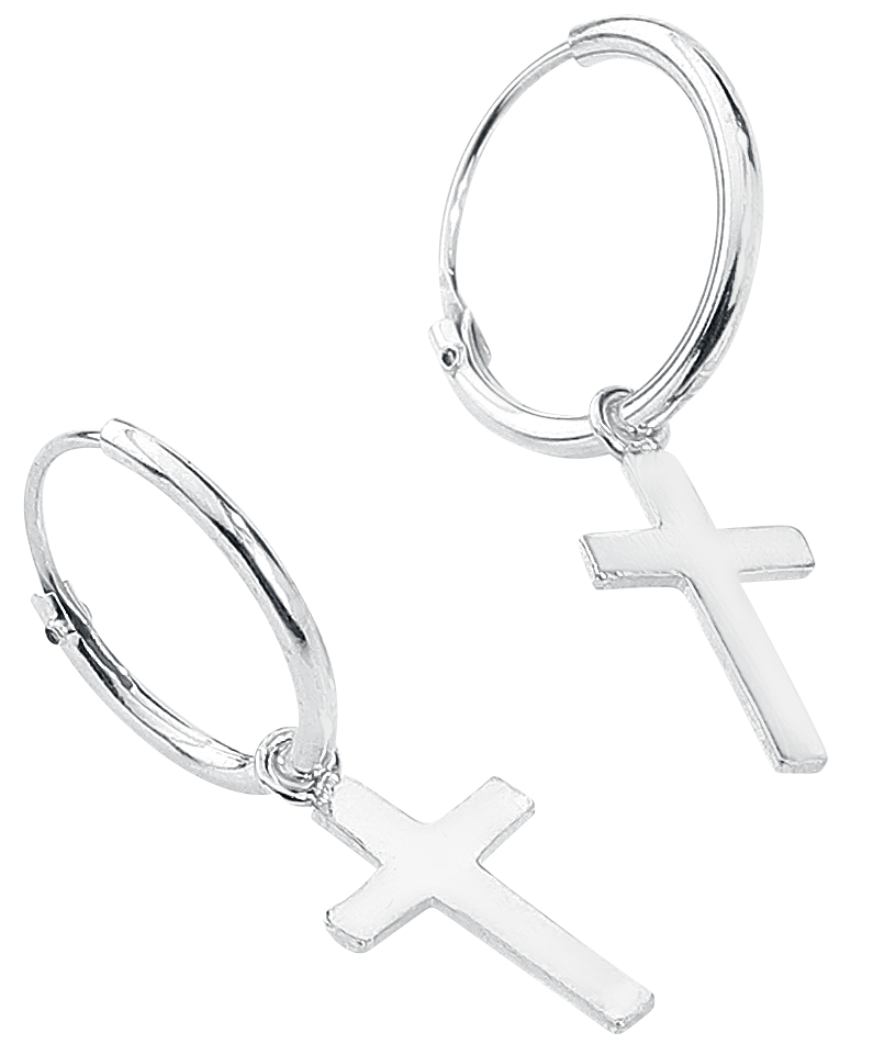 etNox Ohrring - Kreuz - für Damen - silberfarben