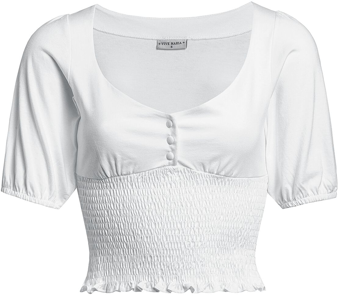 T-Shirt Manches courtes Rockabilly de Vive Maria - Fiesta Top - XS à XXL - pour Femme - blanc cassé